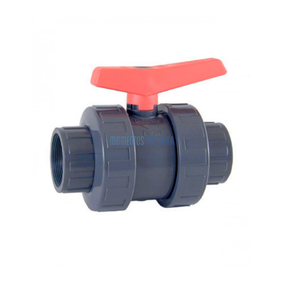 Válvula de Bola de PVC Presión 1 1/2 16 Atm Asimétrica Negra