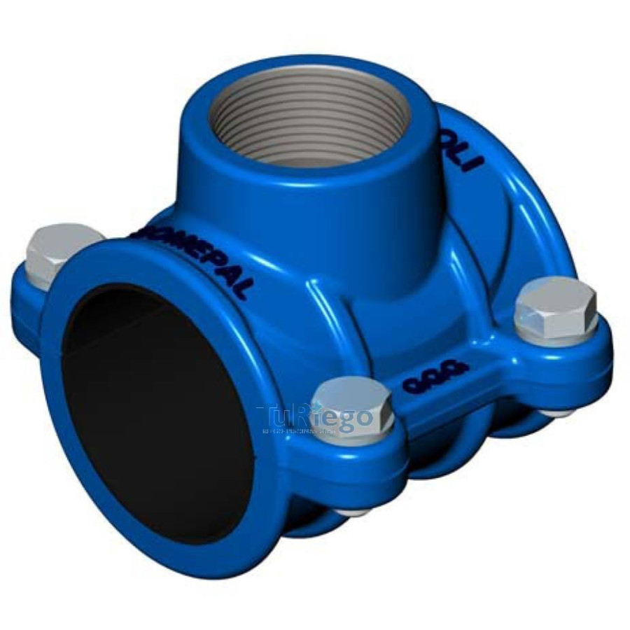 Collarín Fundición PVC 110 mm x 2 con Toma de Carga Azul