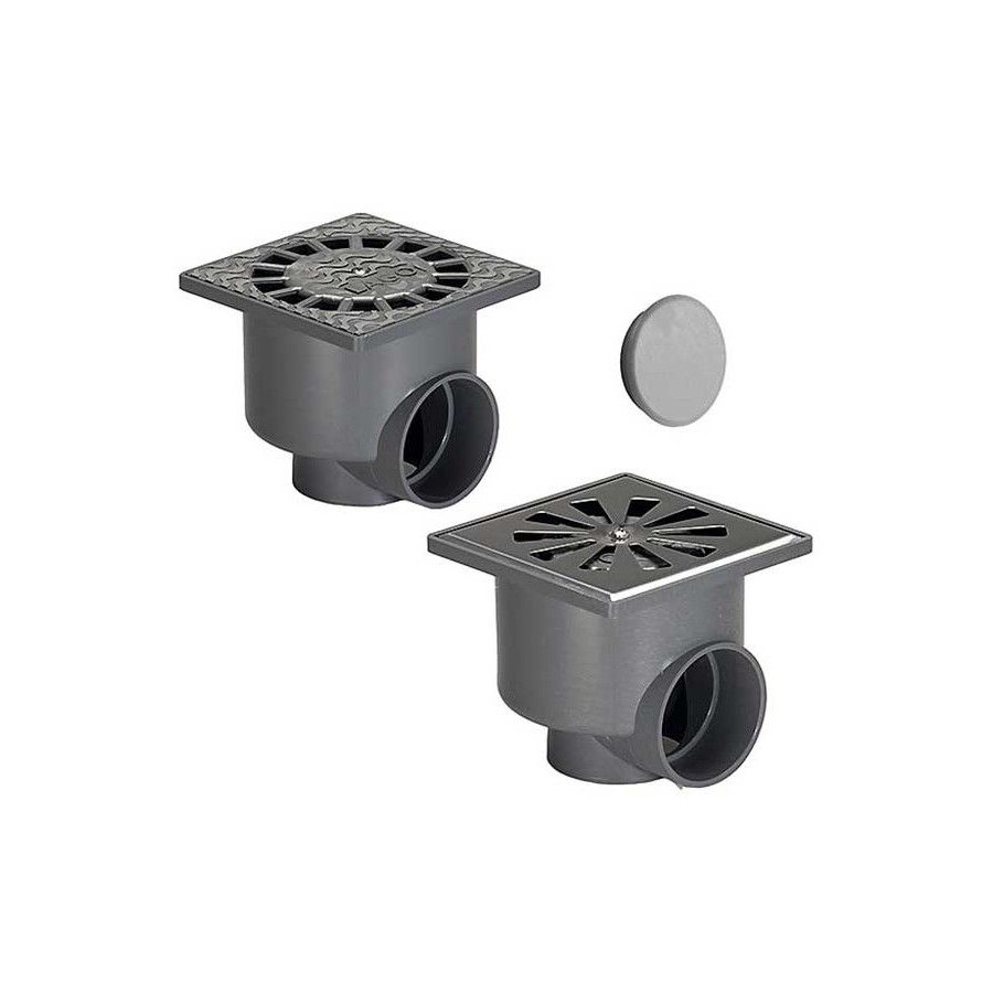 Sumidero PVC 10 x 10 cm Inoxidable Salida Vertical - Horizontal