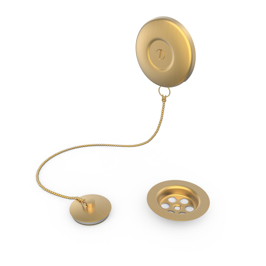 Conjunto Tapón, Cadena, Rejilla Bañera Dorado AC-36