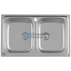 ROCA Fregadero de 2 Senos 80 x 49 cm Inoxidable J80