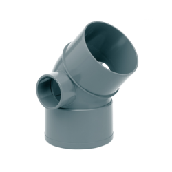 Codo PVC Sanitario 110 mm 45º con 2 Tomas de 50 mm