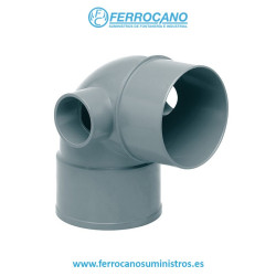 Codo PVC Sanitario 110 mm 87º con 2 Tomas de 50 mm