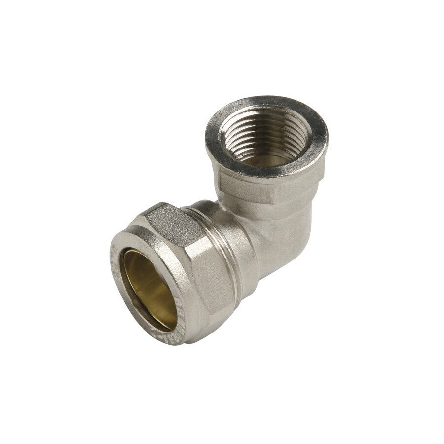 Codo de Compresión de Cobre 18 mm x 1/2 Rosca Hembra