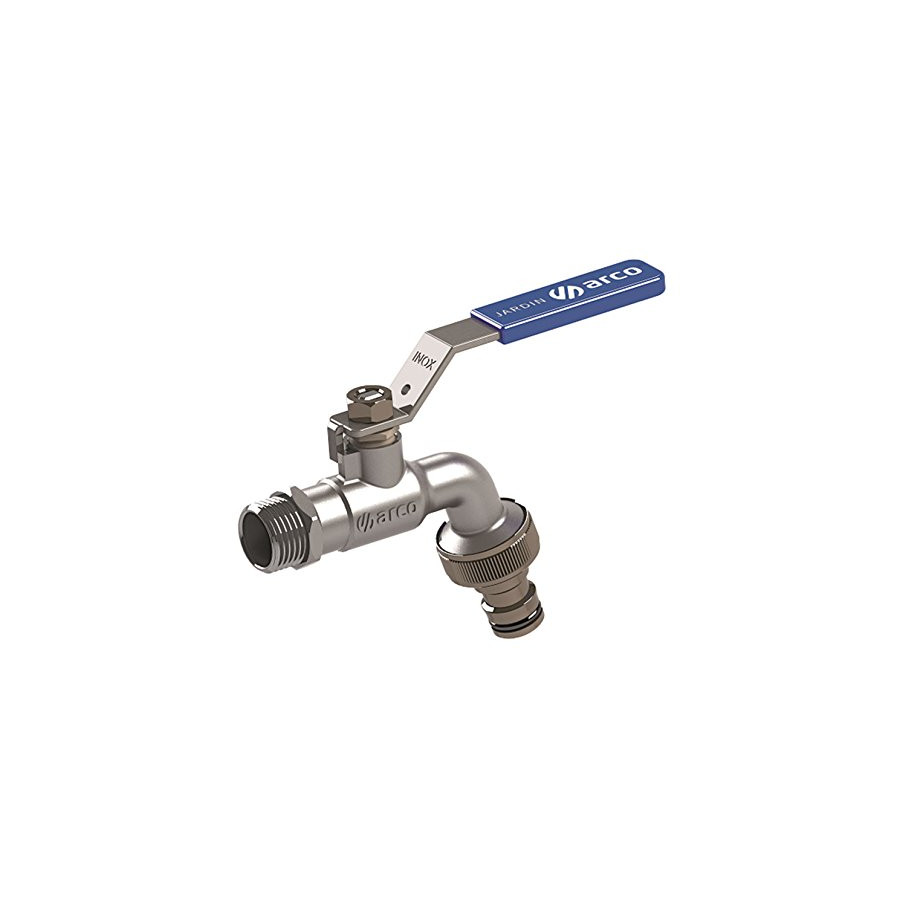 Grifo Bola 1/2 x 3/4 con Racor Automático Maneta Inoxidable